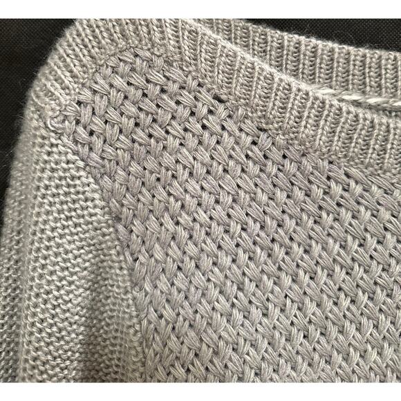 Women's Gray Boat Neck Wool Mohair Blend Cozy Basketweave Sweater Large Preppy - Picture 3 of 7